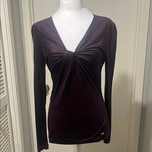 Salvatore Ferragamo Purple Ruched Tie Front Blouse size small
